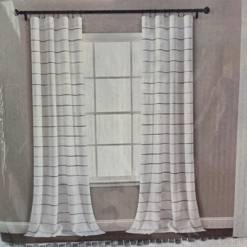 Lush Decor Ombre Stripe Grey White Curtain Panel Pair 40x84 Set of 2 New
